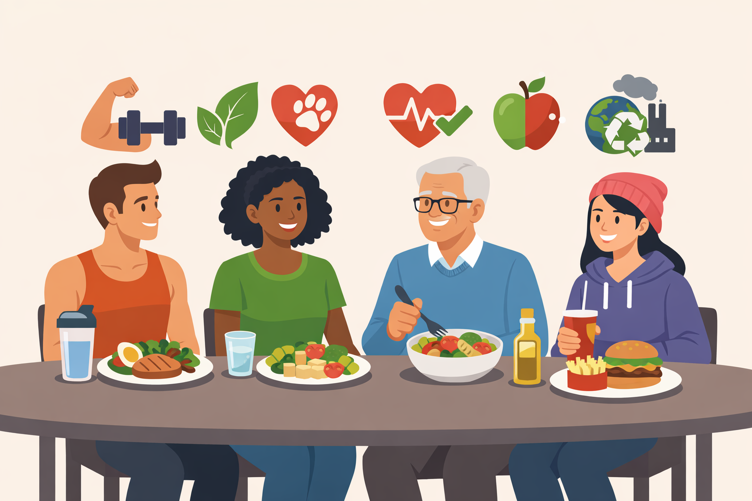 Illustrazione diversi profili di consumatori food segmentati per motivazioni